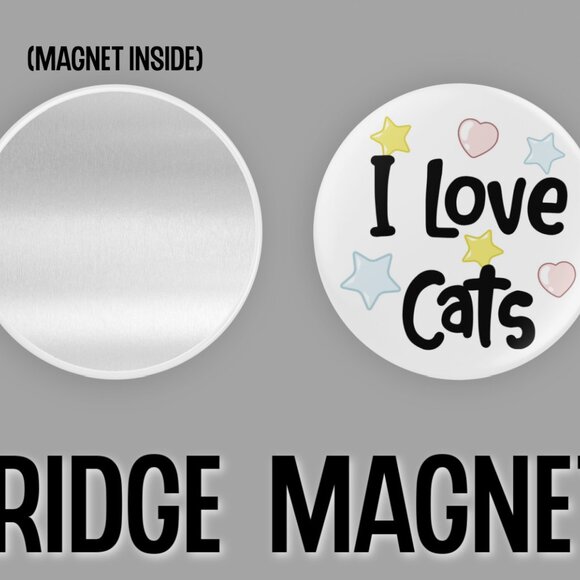 I Love Cats Fridge Magnets Set Of 6 Metal Magnets For Home Office Kitchen School - Picture 3 of 6
